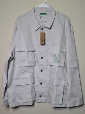 C'EST BON Men's Light Beige Utility Jacket